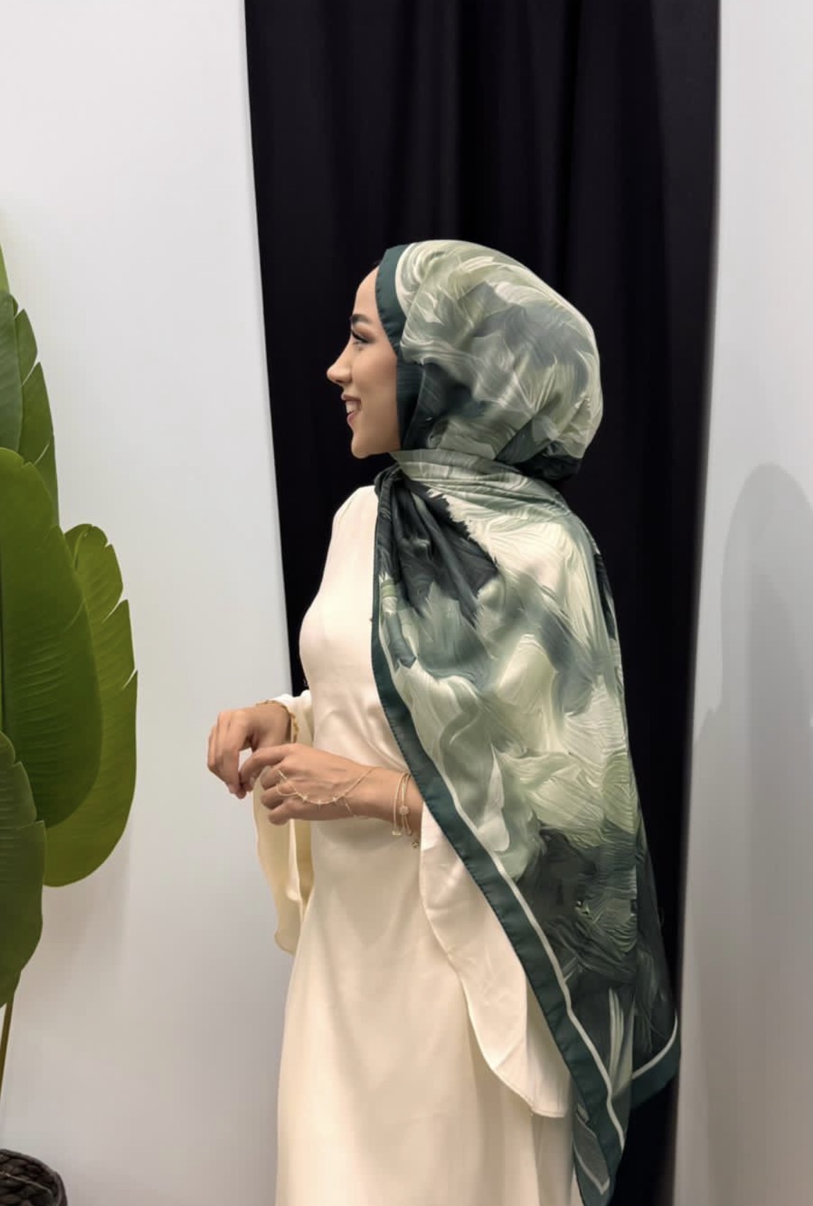 Sulu boya pamuk soft şal Zümrüt