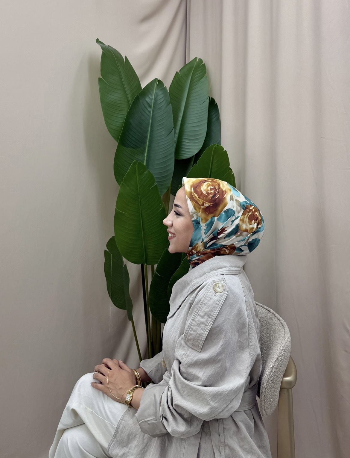 Rüya Bahçesi Pamuk soft eşarp Zümrüt Yeşili